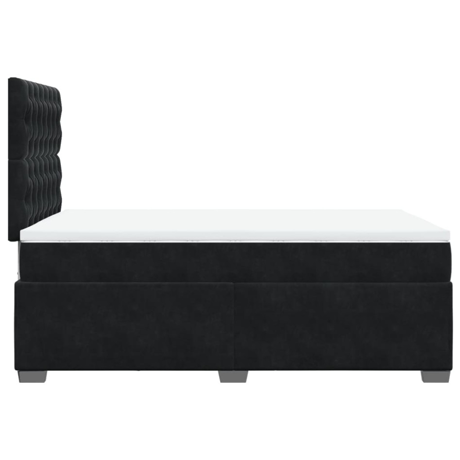 Cama box spring con colchón terciopelo negro 120x200