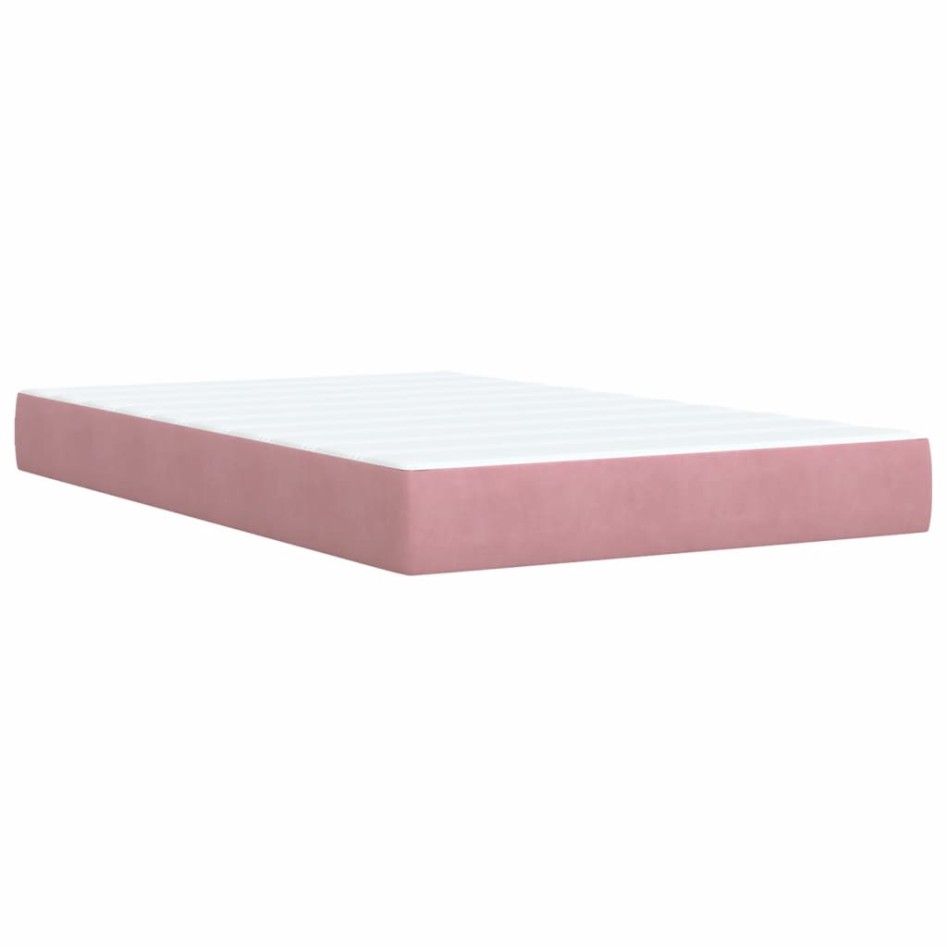 Cama box spring con colchón terciopelo rosa 120x200