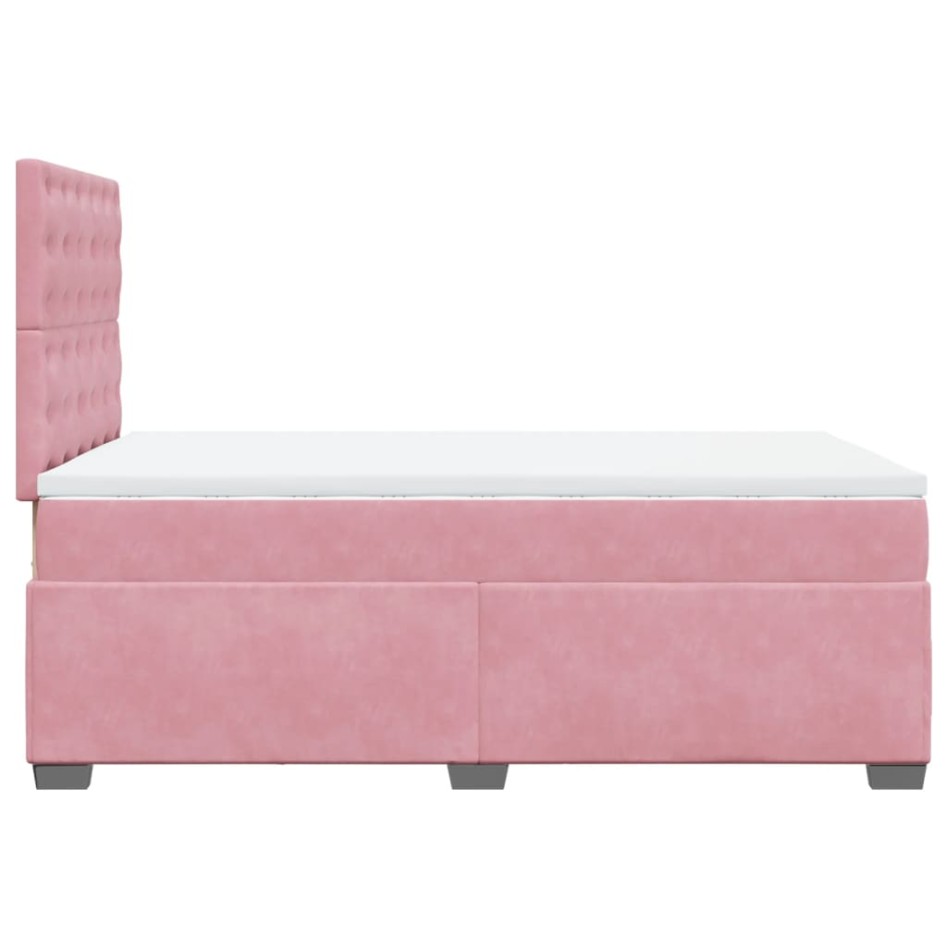 Cama box spring con colchón terciopelo rosa 120x200
