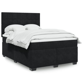 Cama box spring con colchón terciopelo negro 140x190