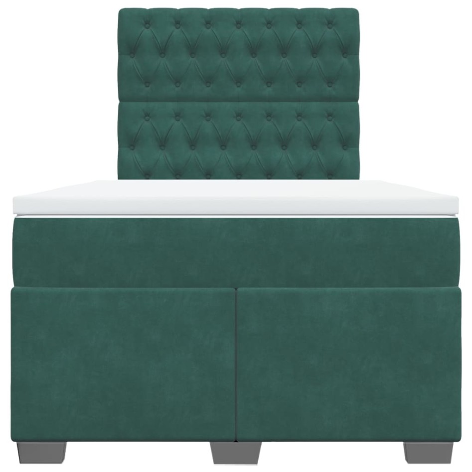 Cama box spring con colchón terciopelo verde oscuro 120x190