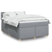 Cama box spring con colchón tela gris claro 160x200 cm