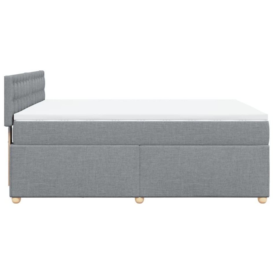 Cama box spring con colchón tela gris claro 160x200