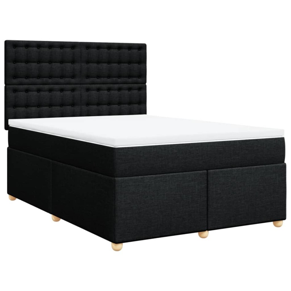 Cama box spring con colchón tela negro 140x200
