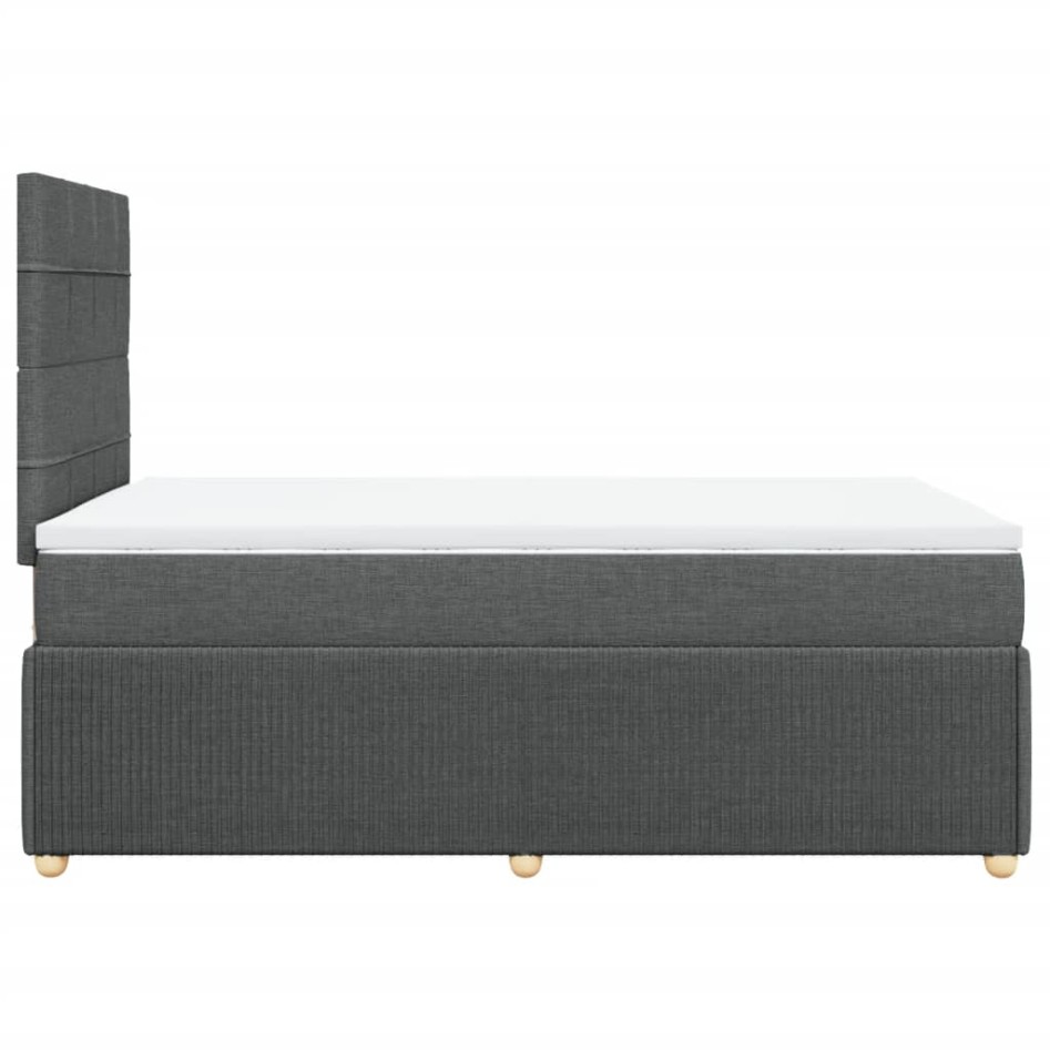 Cama box spring con colchón tela gris oscuro 120x200