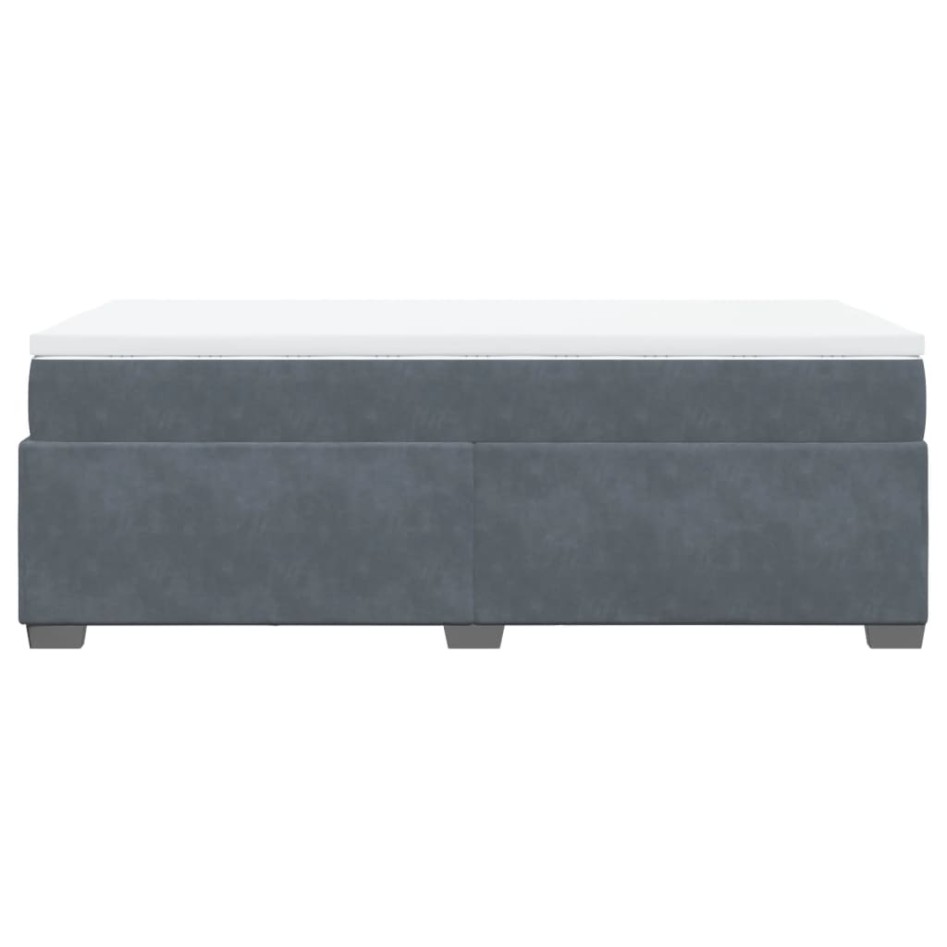 Cama box spring con colchón terciopelo gris oscuro 80x200