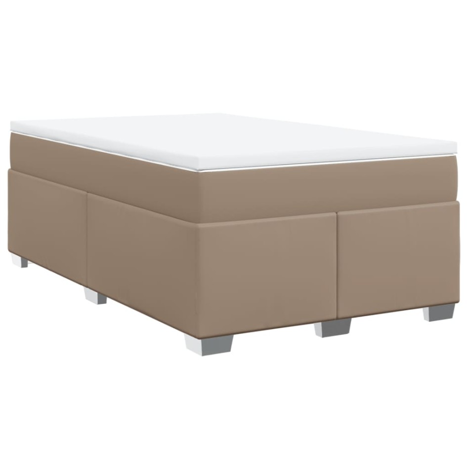 Cama box spring con colchón cuero sintético capuchino