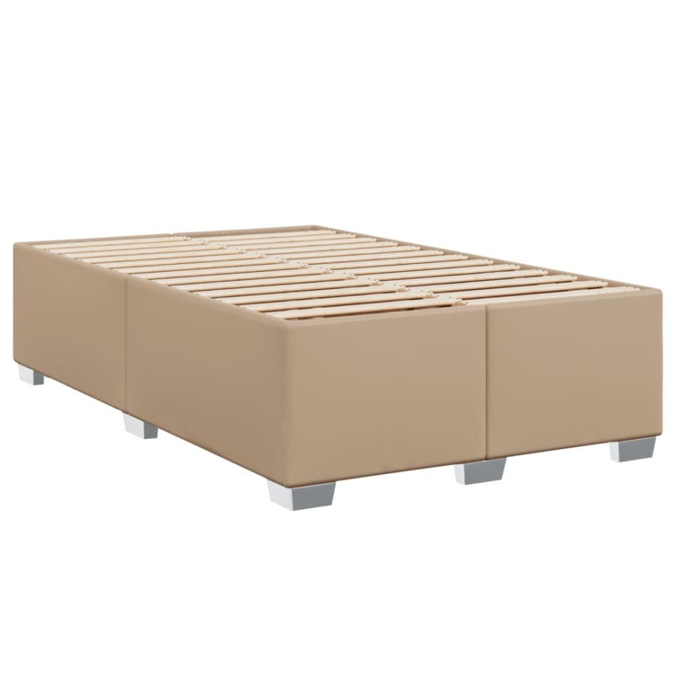 Cama box spring con colchón cuero sintético capuchino