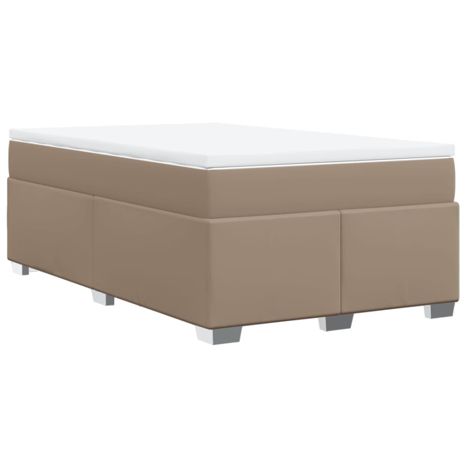 Cama box spring con colchón cuero sintético capuchino