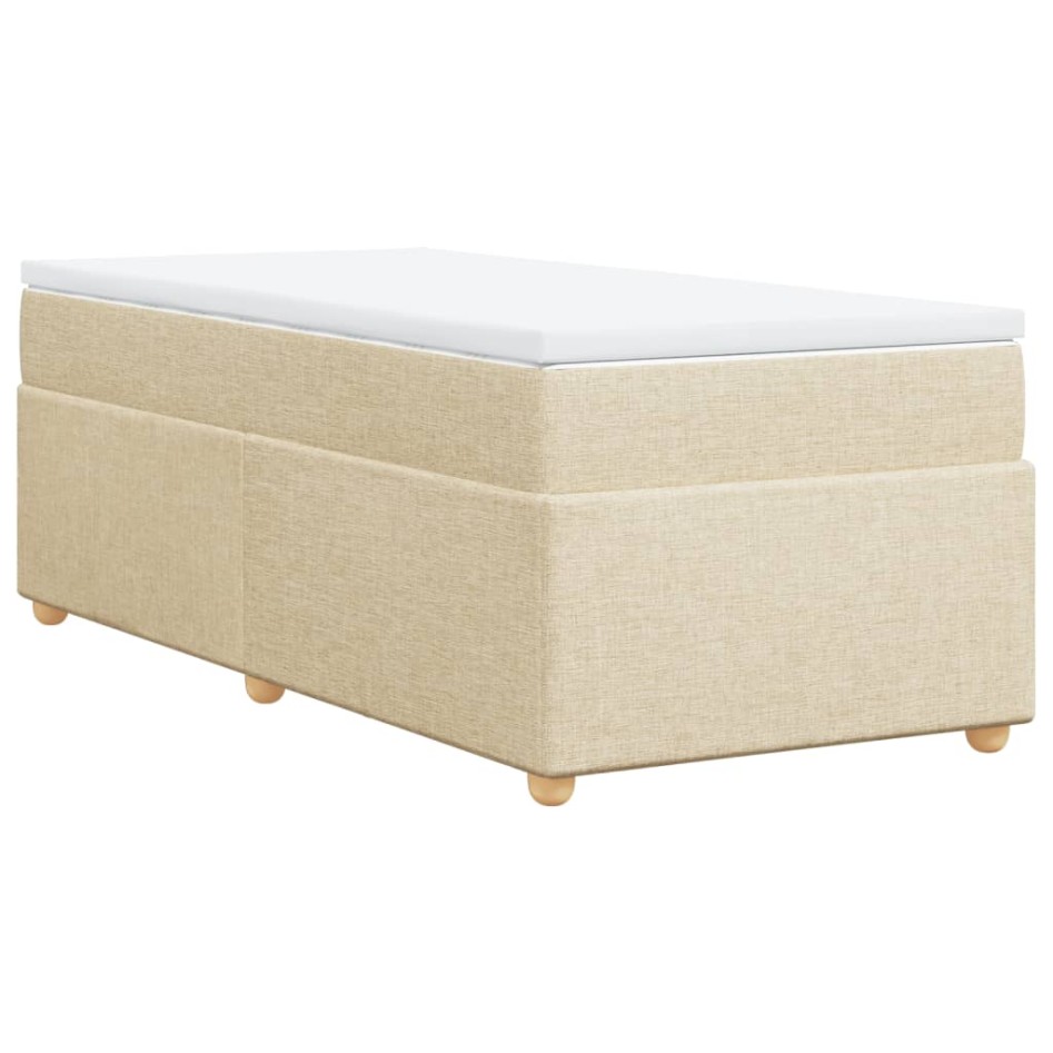 Cama box spring con colchón tela color crema 80x200