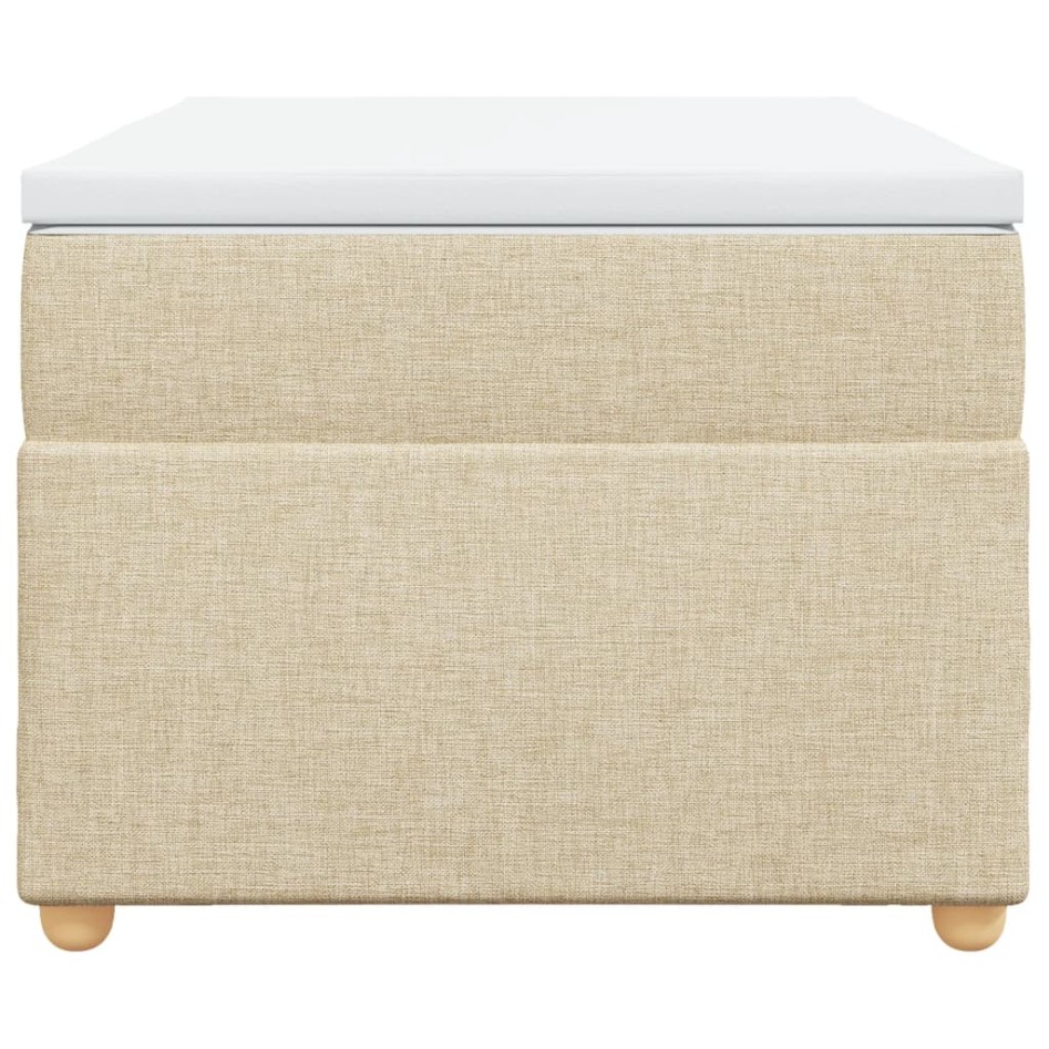 Cama box spring con colchón tela color crema 80x200