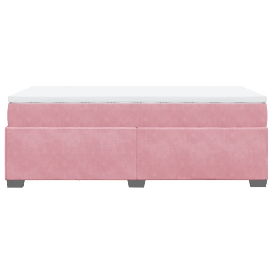 Cama box spring con colchón terciopelo rosa 80x200