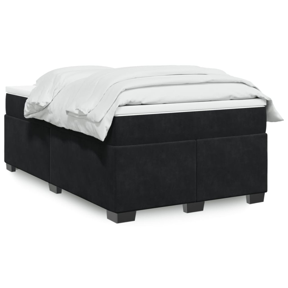Cama box spring con colchón terciopelo negro 120x190
