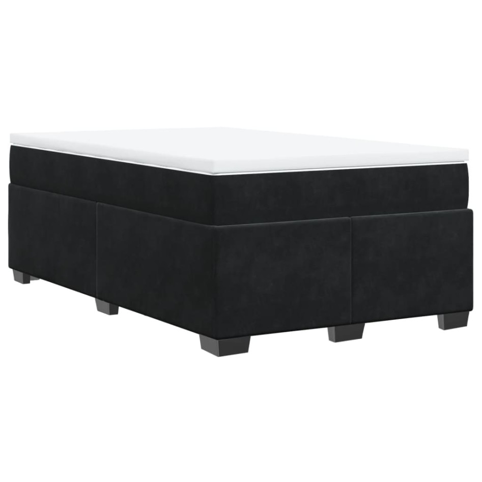 Cama box spring con colchón terciopelo negro 120x190