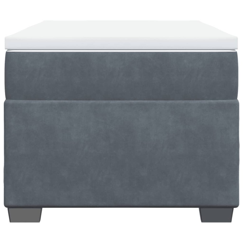 Cama box spring con colchón terciopelo gris oscuro 90x190