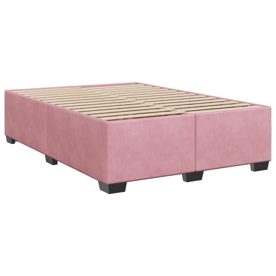 Cama box spring con colchón terciopelo rosa 140x190