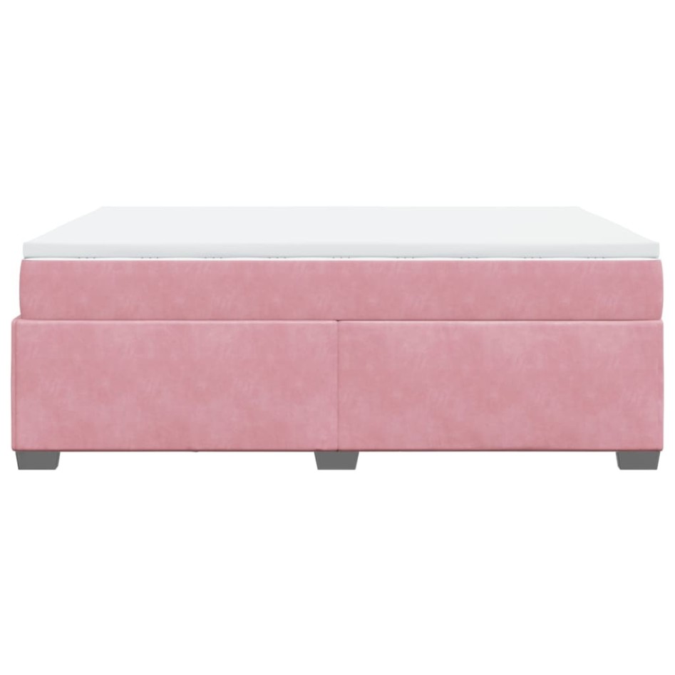Cama box spring con colchón terciopelo rosa 140x190