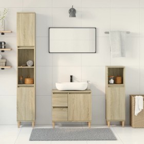 Set de muebles de baño 3 pzas madera contrachapada roble