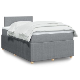 Cama box spring con colchón tela gris claro 120x200