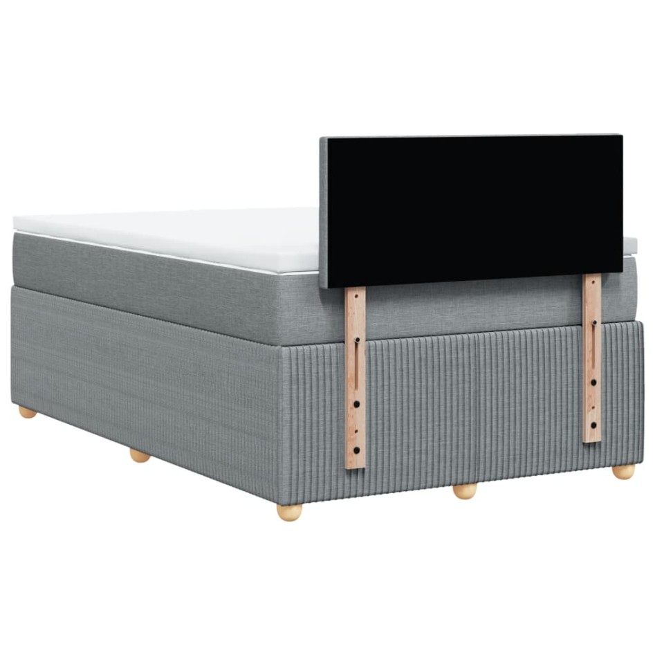 Cama box spring con colchón tela gris claro 120x200