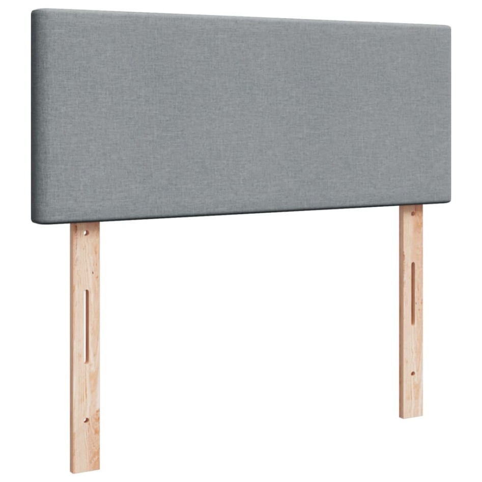 Cama box spring con colchón tela gris claro 120x200