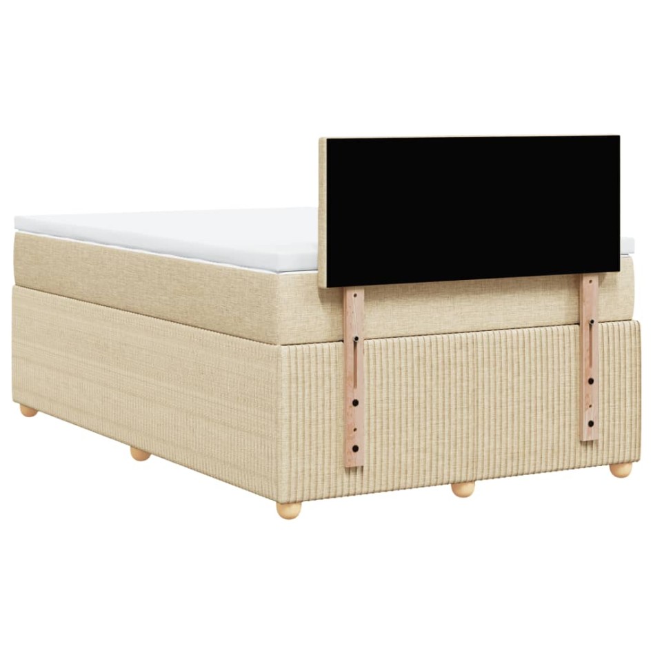 Cama box spring con colchón tela color crema 120x200