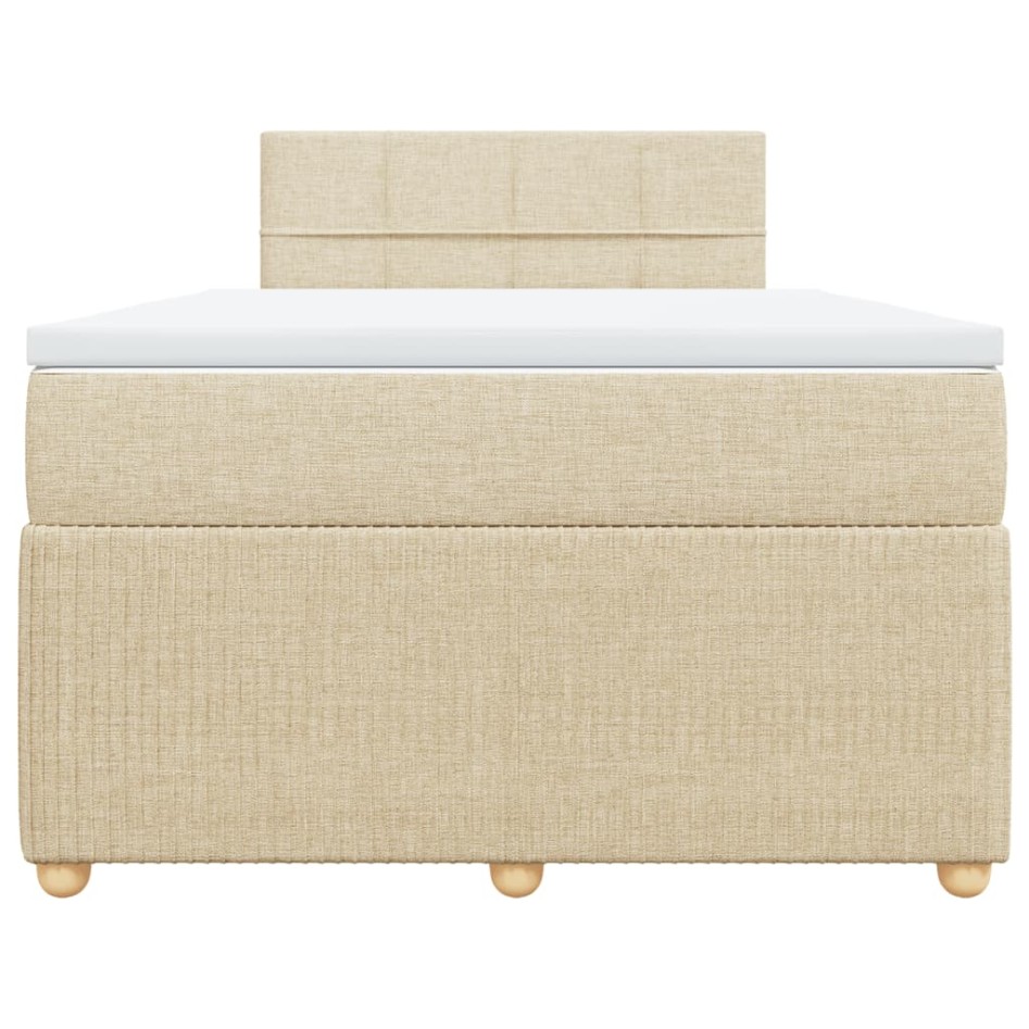 Cama box spring con colchón tela color crema 120x200