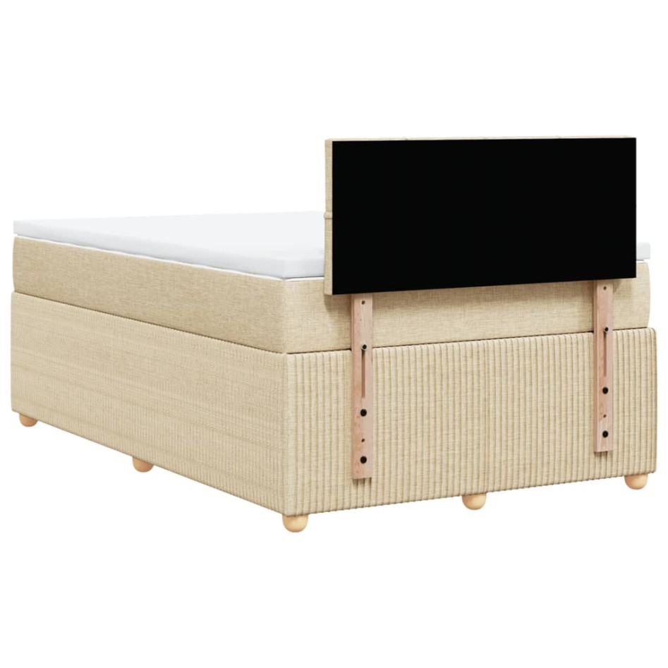 Cama box spring con colchón tela color crema 120x200