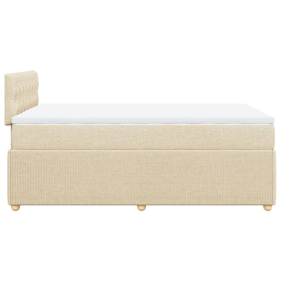 Cama box spring con colchón tela color crema 120x200