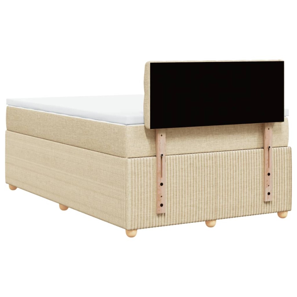 Cama box spring con colchón tela color crema 120x200