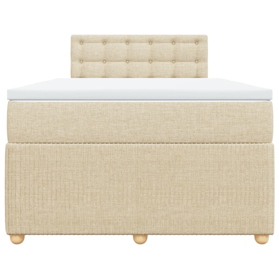 Cama box spring con colchón tela color crema 120x200