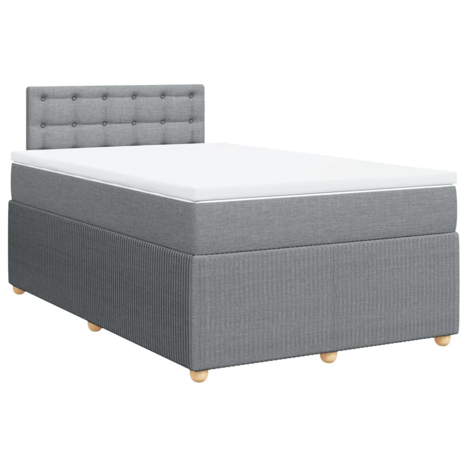 Cama box spring con colchón tela gris claro 120x200