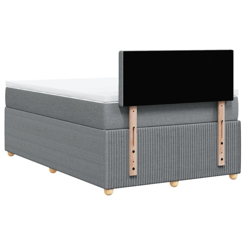 Cama box spring con colchón tela gris claro 120x200