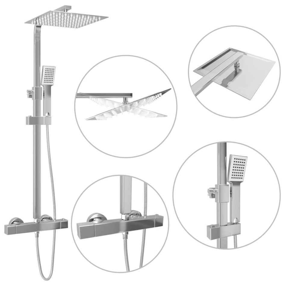 Kit de ducha combinado con termostato acero