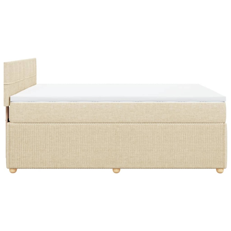 Cama box spring con colchón tela color crema 140x190