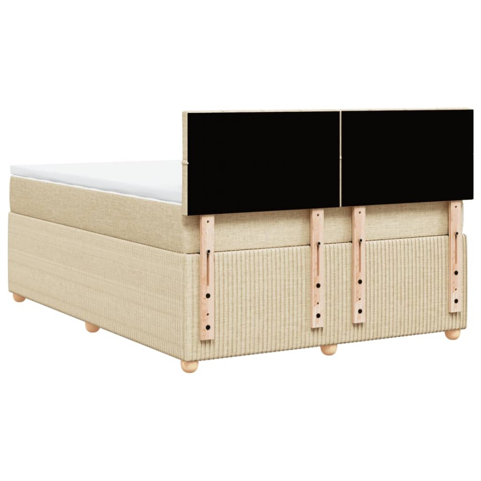 Cama box spring con colchón tela color crema 140x190