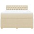 Cama box spring con colchón tela color crema 140x190