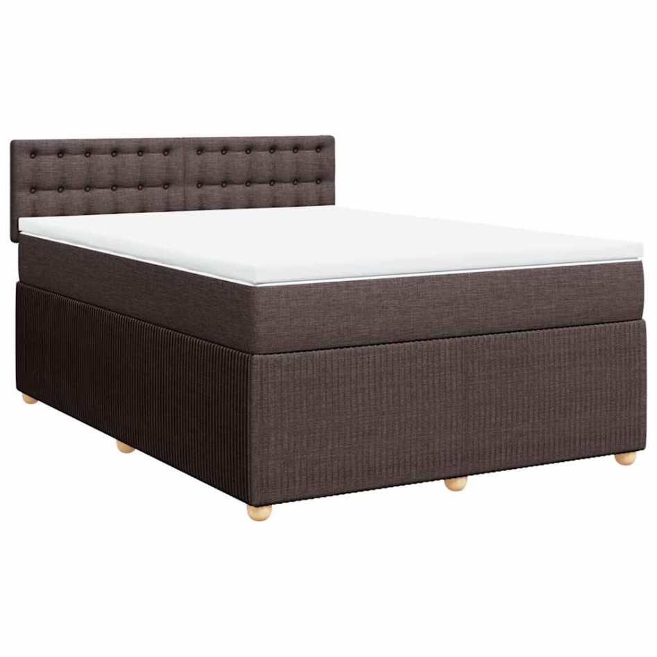 Cama box spring con colchón tela marrón oscuro 160x200