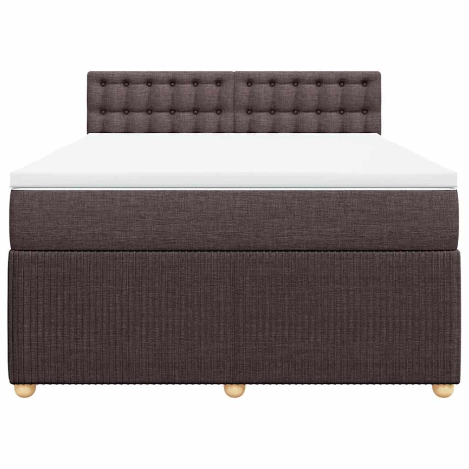Cama box spring con colchón tela marrón oscuro 160x200