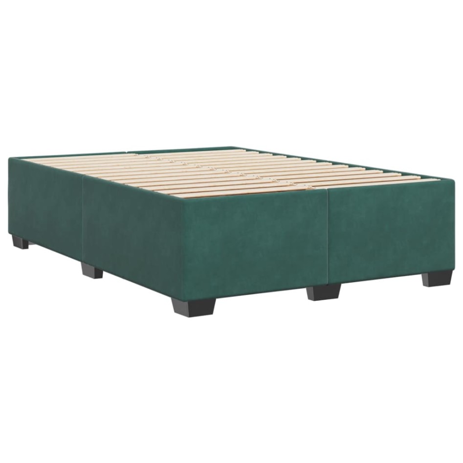 Estructura cama sin colchón terciopelo verde oscuro 140x200