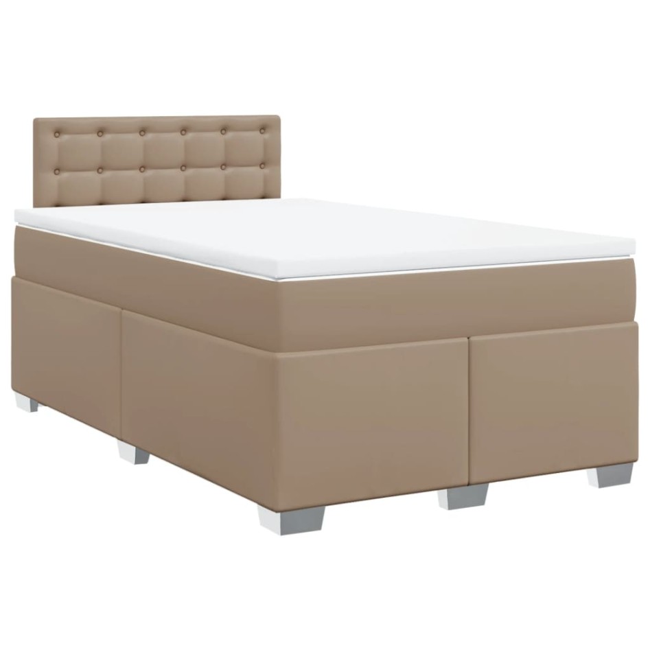 Cama box spring con colchón cuero sintético capuchino