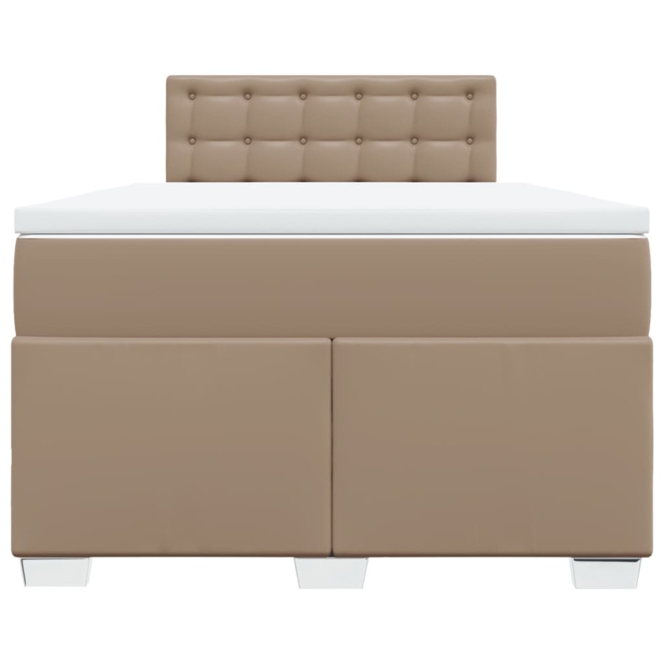 Cama box spring con colchón cuero sintético capuchino