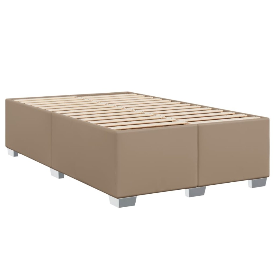 Cama box spring con colchón cuero sintético capuchino