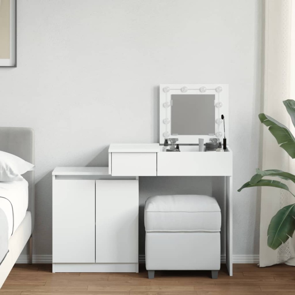 Tocador con luces LED blanco 115x37x110,5