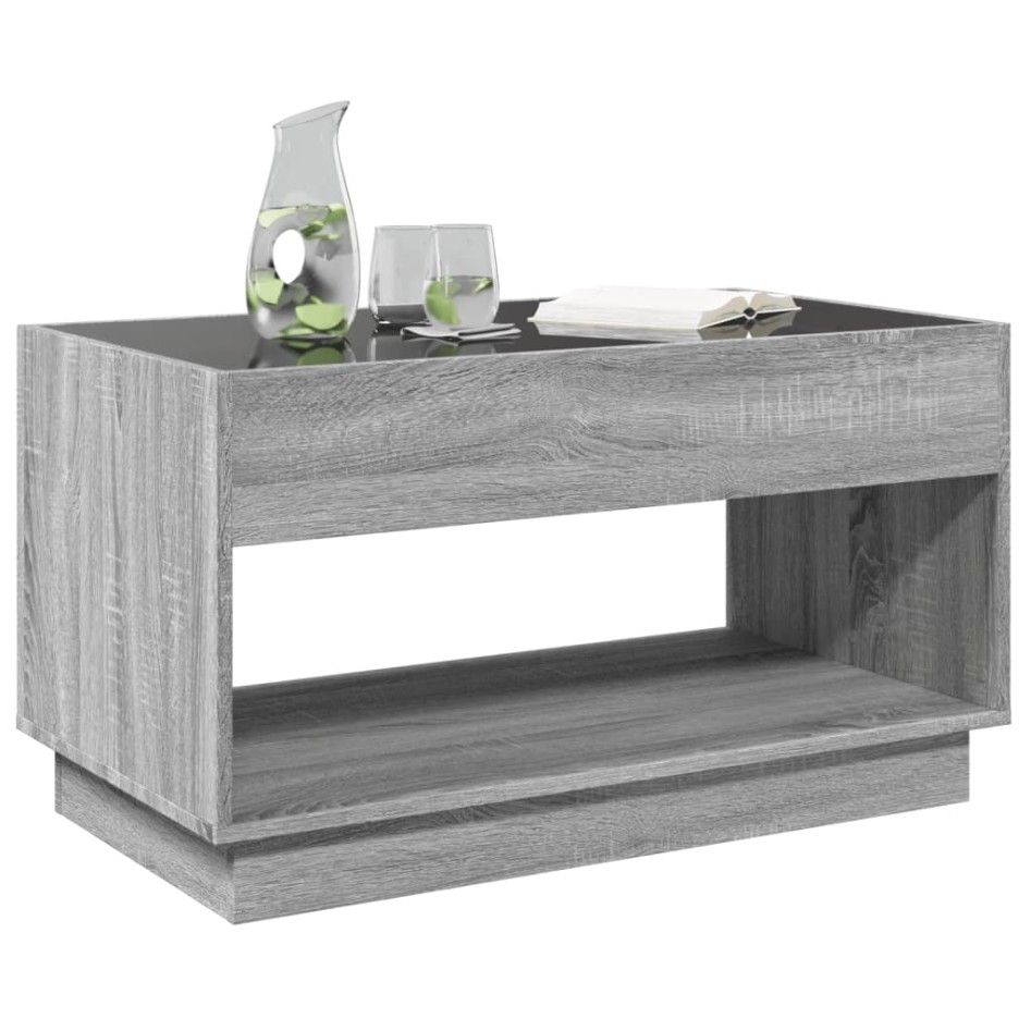 Mesa de centro con Infinity LED gris Sonoma 90x50x50