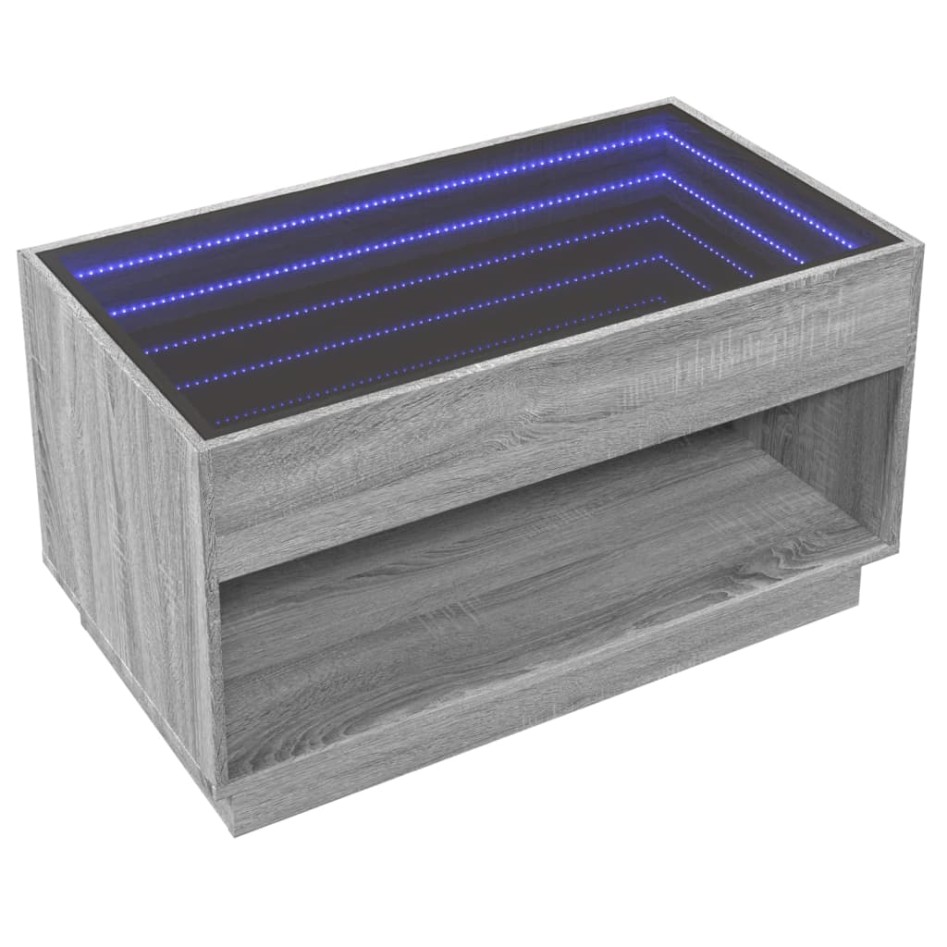 Mesa de centro con Infinity LED gris Sonoma 90x50x50