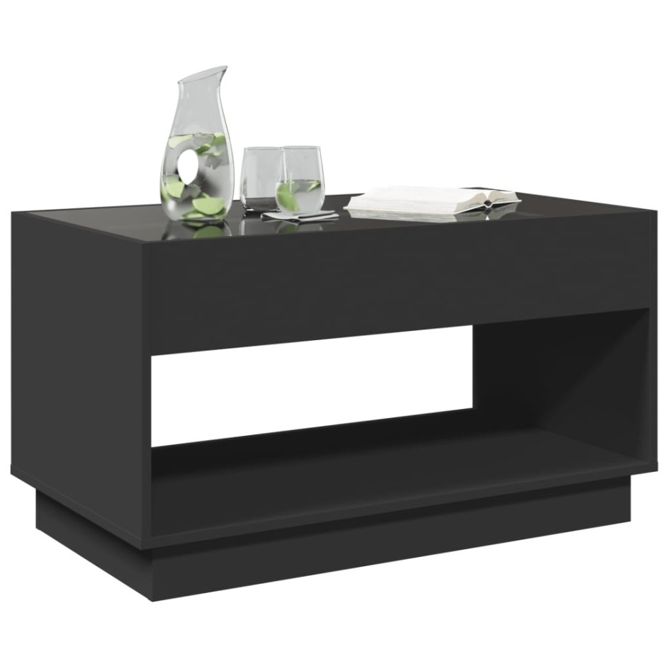 Mesa de centro con Infinity LED negro 90x50x50