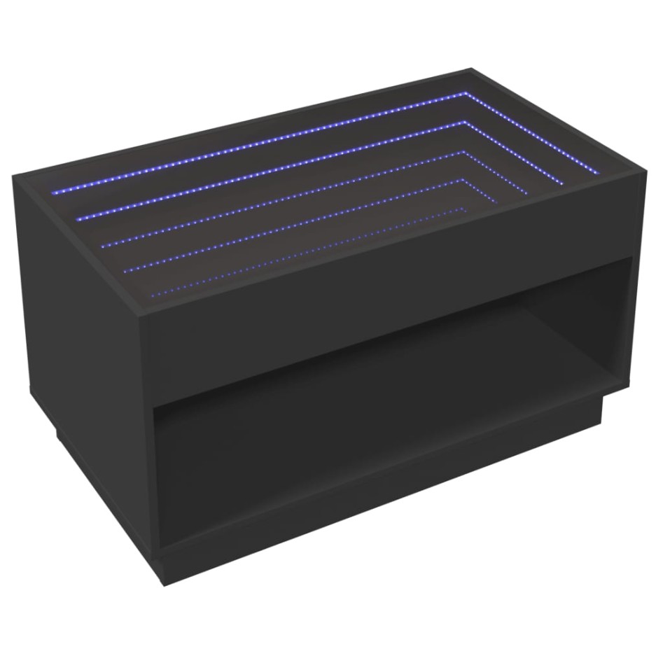 Mesa de centro con Infinity LED negro 90x50x50