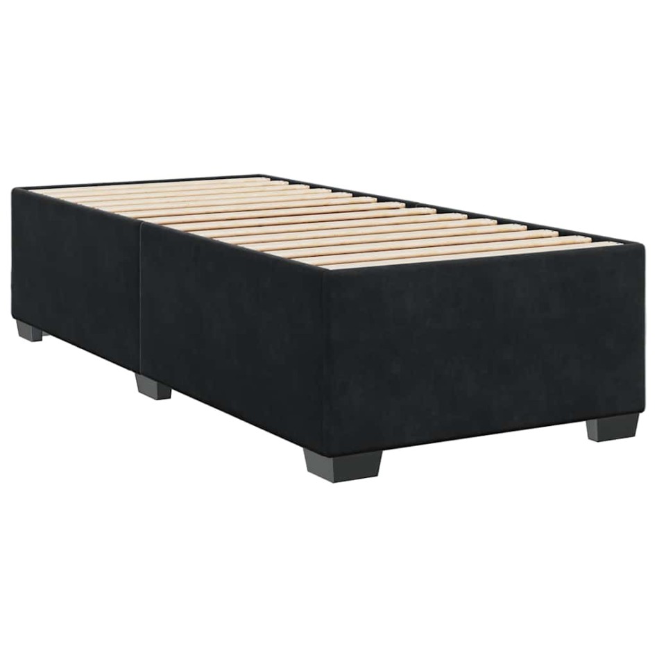 Cama box spring con colchón terciopelo negro 80x200