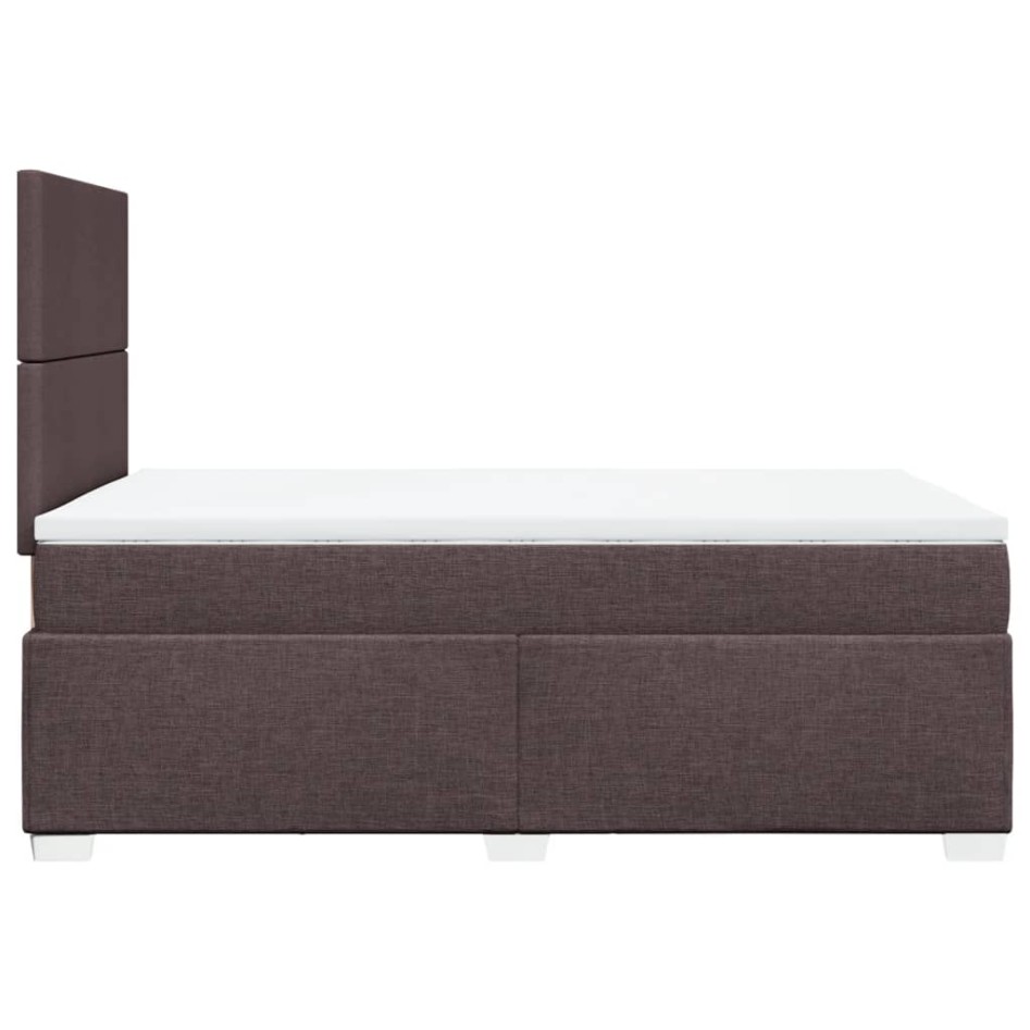 Cama box spring con colchón tela marrón oscuro 120x200